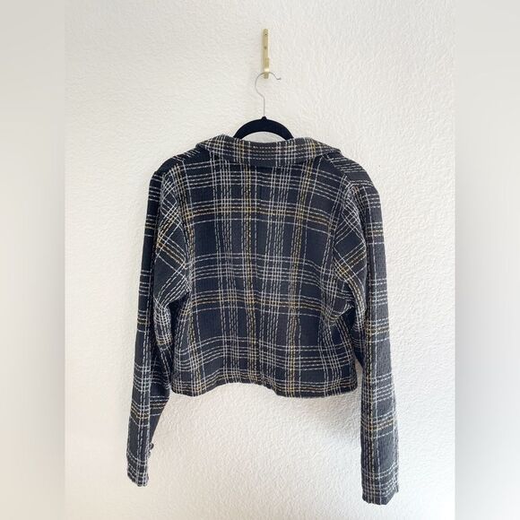 Slate & Willow Jacket Coat Cardigan  Black Tweed Business Cocktail Preppy L - Picture 8 of 8